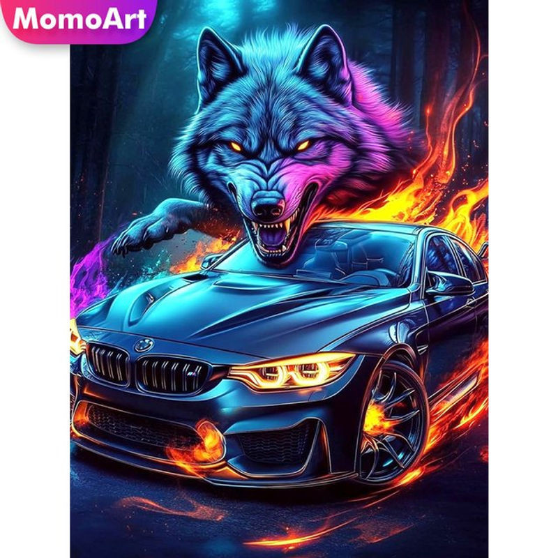 Momoart Diamantmalerei Wolf Tier DIY Mosaik-Set mit Strass in Mehrfarbig - Bild 1