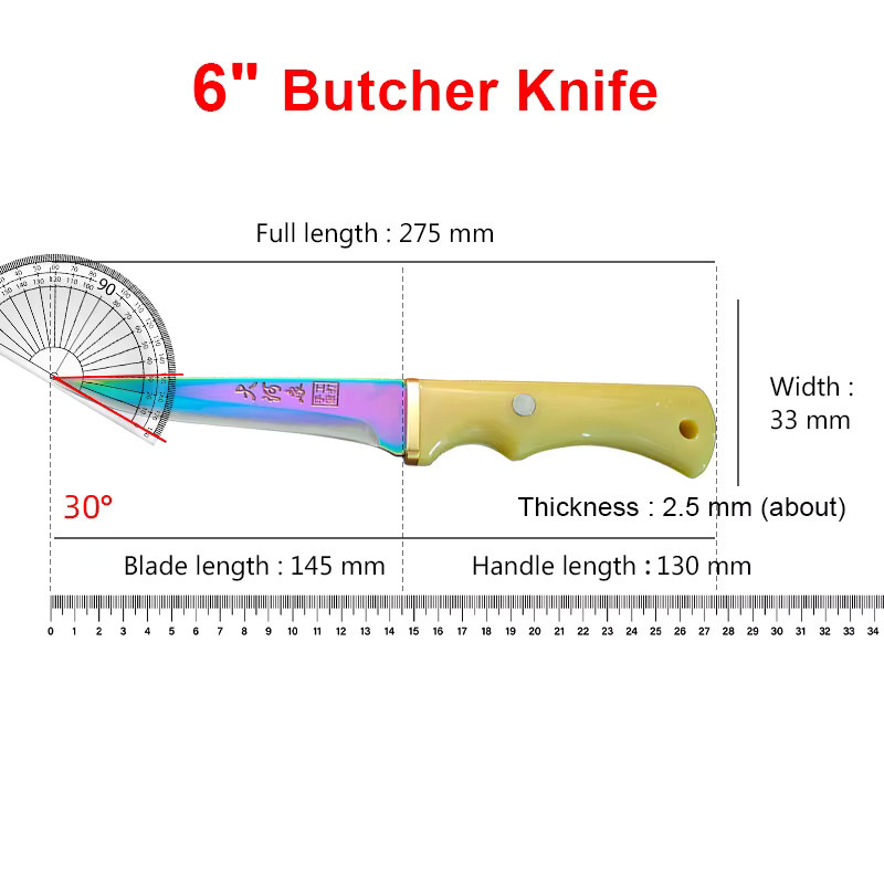 GuanQi Profi Cleaver Messer mit Kunststoffgriff in Multicolour zum Schneiden von Fleisch, Obst und Gemüse - Bild 2