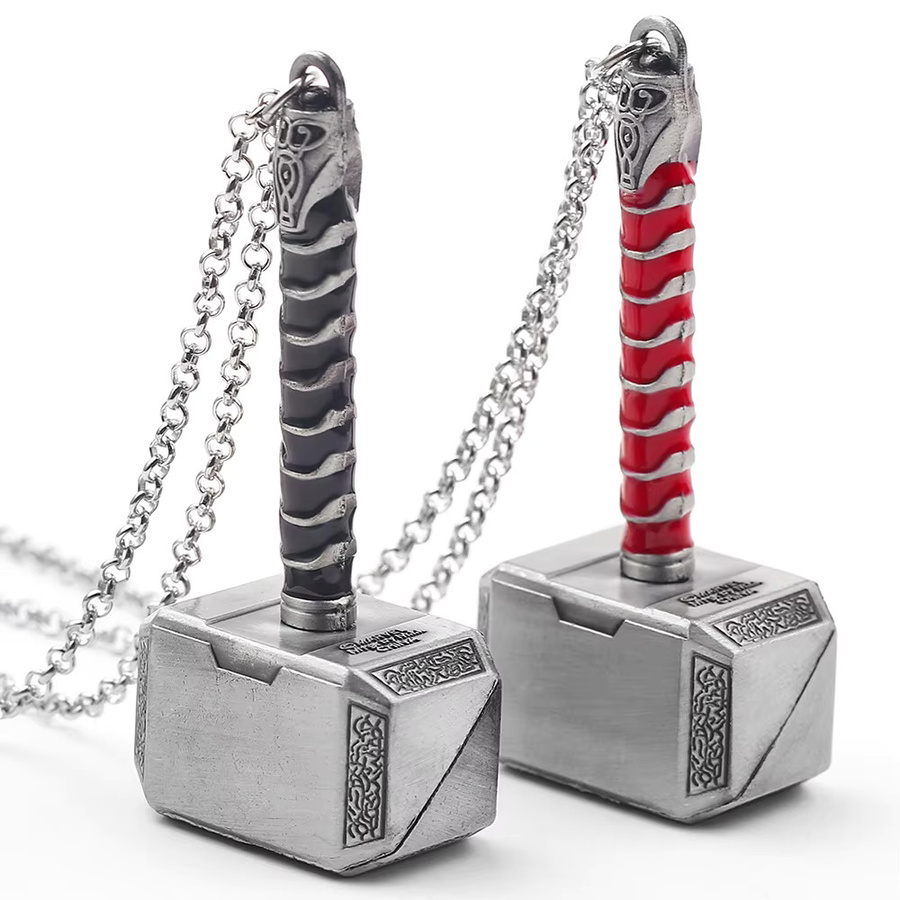 TAKARA TOMY Halskette Thors Hammer Mjölnir, Edelstahl, Silber, Unisex - Bild 1