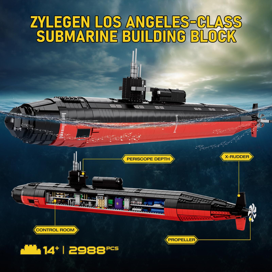 Linyi toy Ssn-688 Nuklear U-Boot Kriegsschiff Baustein-Set 2988 Teile - Bild 3