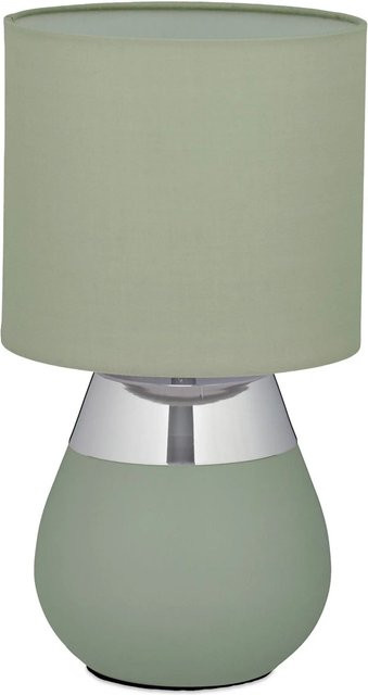 Relaxdays Tischlampe aus Eisen in Grün mit Stoffschirm, Höhe: 32 cm, Durchmesser: 18 cm - Bild 1
