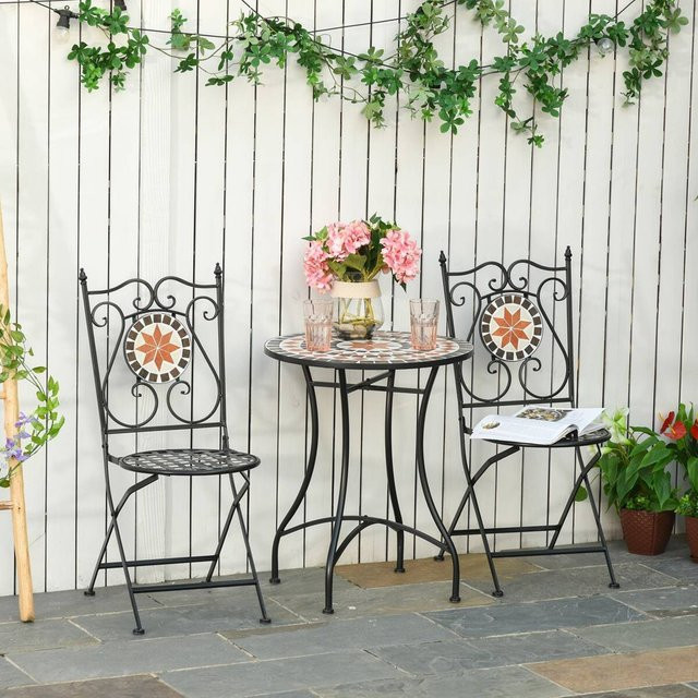 Outsunny Gartenmöbel-Set aus Metall in Bunt und Schwarz - Bild 1