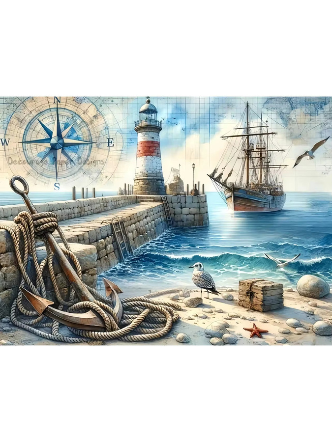 Potdemiel DIY 5D Diamant-Mosaik Set mit maritimen Motiven wie Schiff, Leuchtturm und Tieren in Multicolor mit runden Diamanten zur Heimdekoration - Bild 2