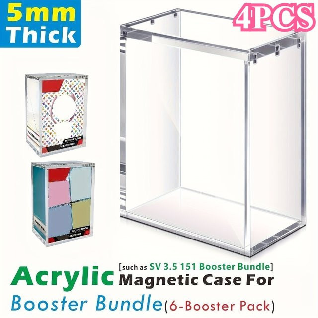 4er-Set PGY Acryl-Vitrine Transparent mit Magnetverschluss und verstärkten Kanten für Booster-Bündel und Sammlerboxen - Bild 1