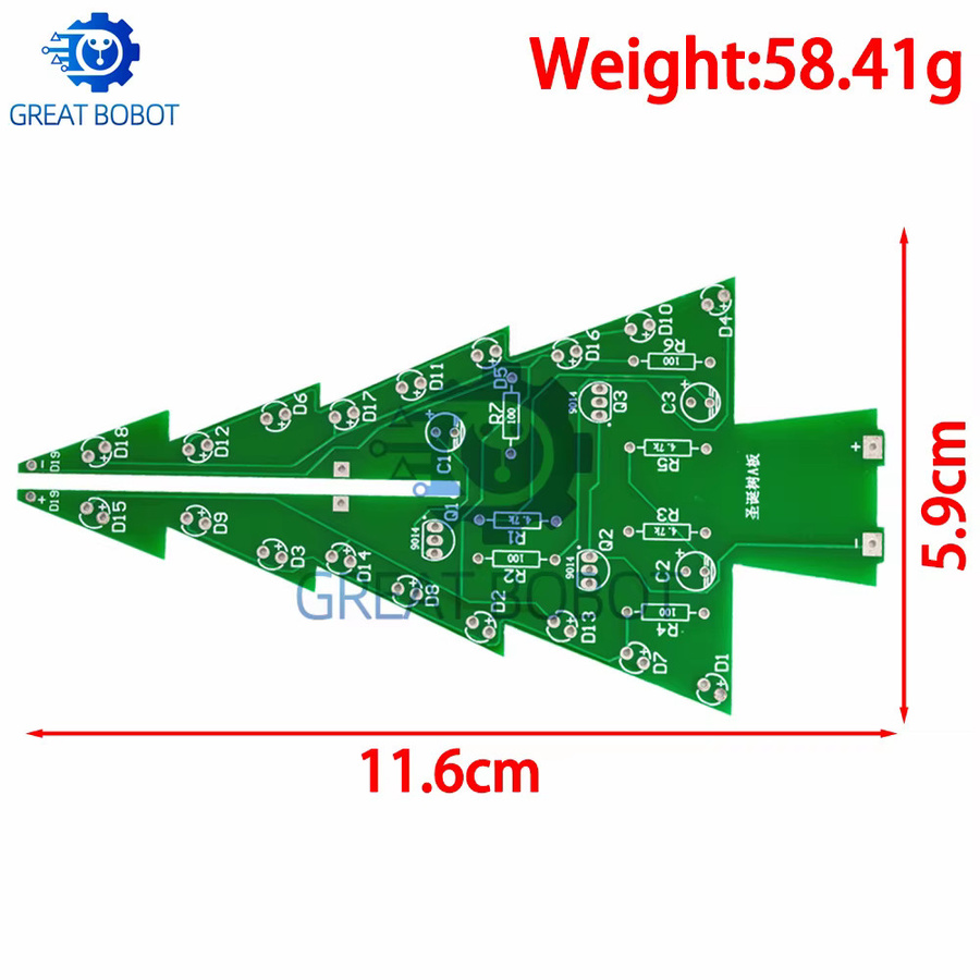 Baishundianzi 3D-Weihnachtsbaum-LED-DIY-Kit, Rot/Grün/Gelb, 1-teiliges Set - Bild 2