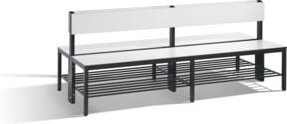 C+P Doppelseitige Sitzbank Basic Plus mit Rückenlehne und Schuhrost, Gestell Schwarzgrau, Dekor Weiß, H: 79,6 cm, B: 196,0 cm, T: 76,0 cm - Bild 1