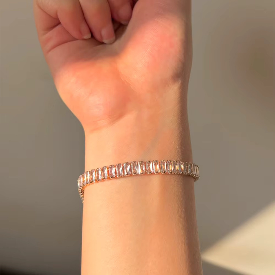 YUYAN Armband, Gold Farbe, Zirkon, Weißes Quadrat, Kristall, Damen - Bild 1