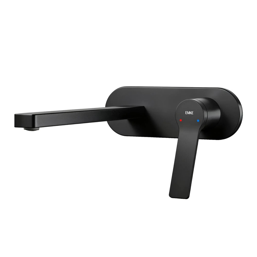 Emke Wand Waschtischarmatur inklusive Grundkörper als Einhebelmischer in Mattschwarz für dein Waschbecken B/H/T: 28,8 x 21,0 x 7,0 cm - Bild 2