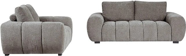 Vente-unique Couchgarnitur Berenia in Grau, gesteppte Stoff-Sitzgruppe bestehend aus 2-Sitzer und 3-Sitzer, Breite: 168 cm, Breite: 196 cm - Bild 1
