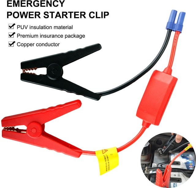 Starthilfe-Kabel mit Krokodilklemmen und EC5-Stecker für PKW und LKW, 12 V, Farbe: Rot, mit USB-C Anschluss - Bild 1