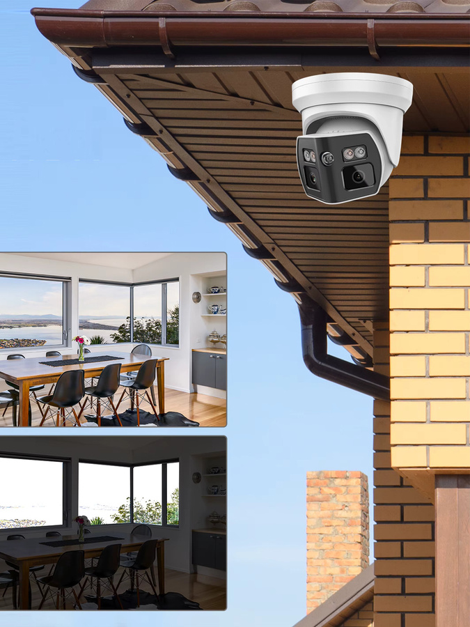 Vikylin 8MP Panorama-IP-Kamera mit zwei Lichtquellen, Zwei-Wege-Audio, PoE, Onvif und IP66-Schutz, Metall-Überwachungskamera in Weiß - Bild 6