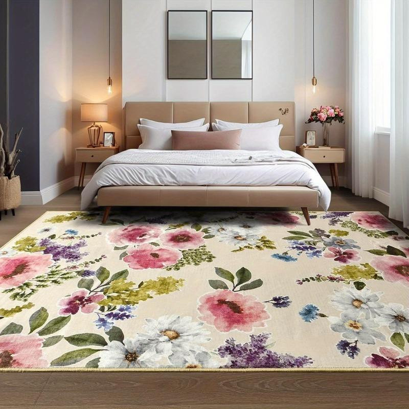 Böhmischer floraler Wohnzimmerteppich von Lodestar in Vintage-Optik, weiches und rutschfestes Polyester für Schlafzimmer, Esszimmer oder Büro, B/T: 60 x 40 cm - Bild 2