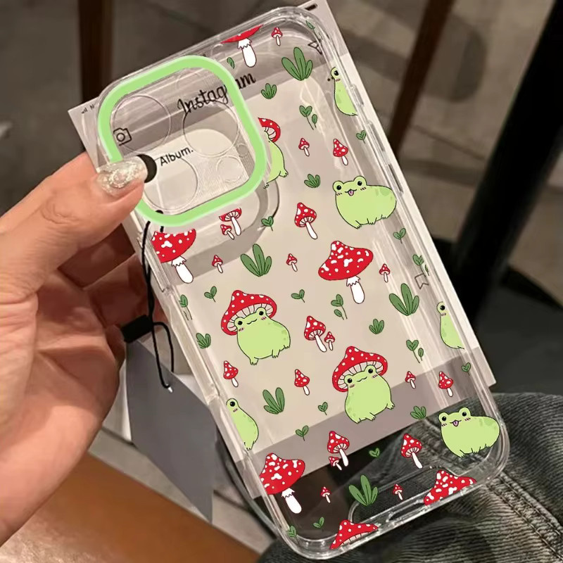 Fundas Stoßfeste Transparente Handyhülle mit Cartoon Pilz und Frosch für Apple iPhone Modelle - Bild 4