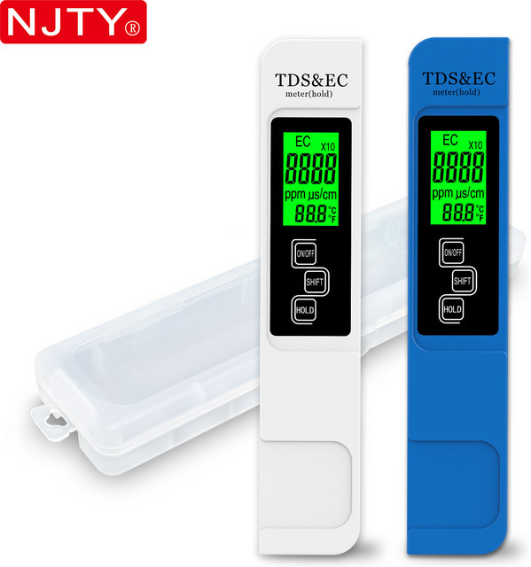NJTY A5 4-in-1 Digitaler Wasserqualitätstester mit Hintergrundbeleuchtung zur Messung von TDS, EC und Temperatur in PPM für Wasserhahn, Brunnen und Pool - Bild 1