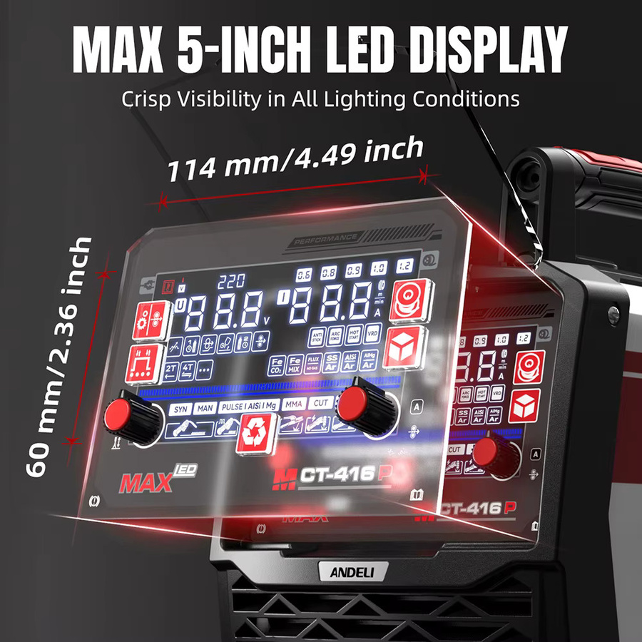 ANDELI MIG Multiprocess Inverter Schweißgerät mit MIG Puls/HF WIG/HF und Stick Funktionen für Aluminium - Bild 4