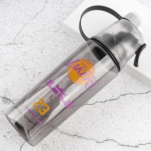 Binchi Outdoor Equipment Tragbare Sport Trinkflasche aus Kunststoff mit Sprühfunktion für Fitness und Basketball, transparent, 600 ml - Bild 1