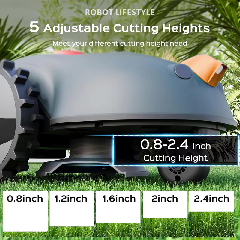 Intelligenter kabelloser Roboter-Rasenmäher von Robot lifestyle in Grau und Orange mit visuellem Sensor, abnehmbarem 4,0 Ah Akku und ohne Begrenzungsdraht für kleine Gärten bis 200 m2 - Bild 3