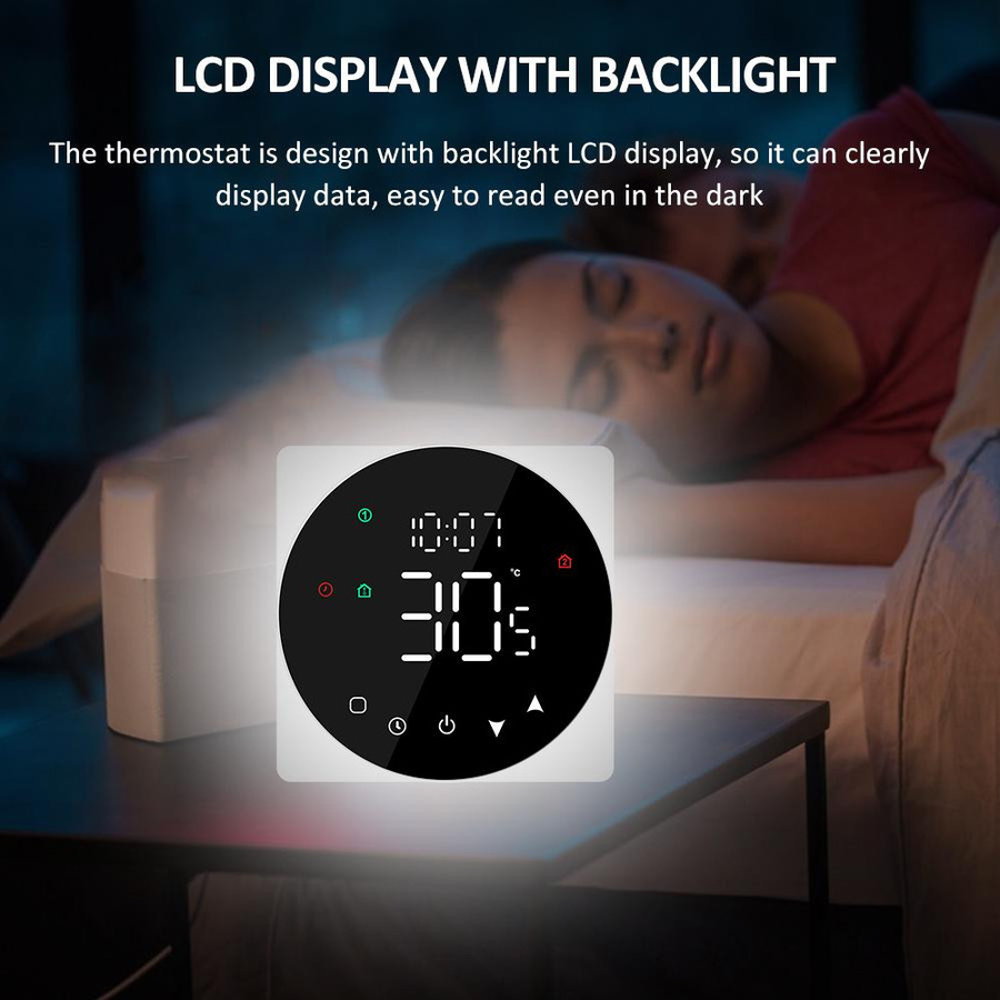 KONNWEI Smart Temperaturregler mit LCD-Anzeige und Touchscreen, Wi-Fi Thermostat für Wasser- und Gas-Kesselgeräte, weiß - Bild 3