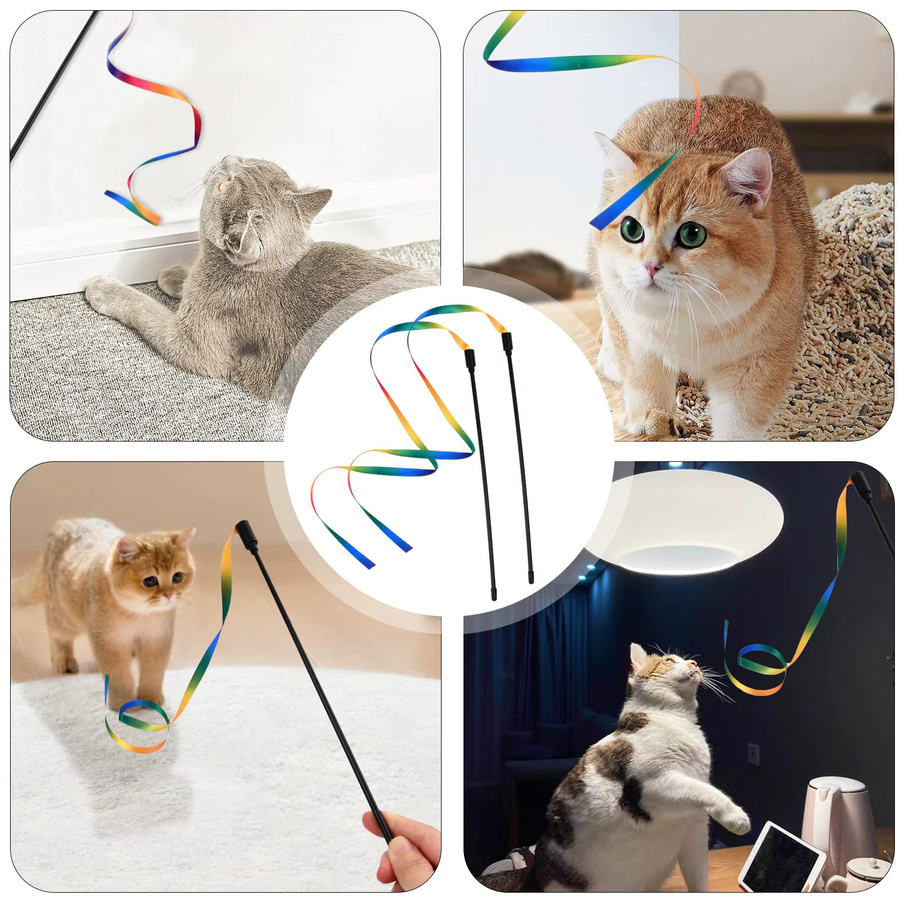 GOT-TOG Katzenangel mit Satinband, Interaktives Katzenbandspielzeug - Bild 4