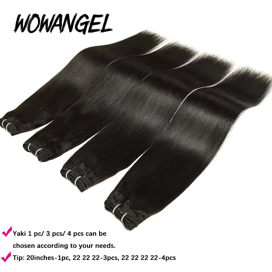 WOWANGEL Yaki Gerade Menschliches Haar Bundles, Schwarz, Doppel Schuss - Bild 5