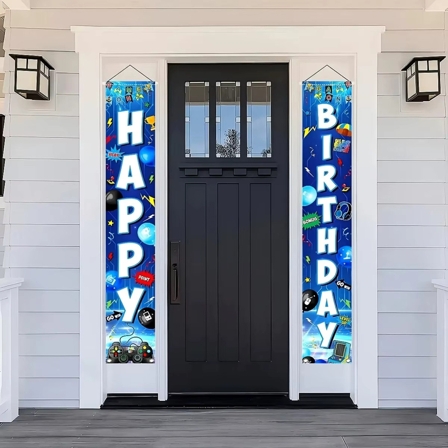 OURFETE Blaues Videospiel-Türbanner mit Gaming-Motiv und Spielcontroller für Kinder-Geburtstagspartys, B/H: 30,0 x 180,0 cm - Bild 4
