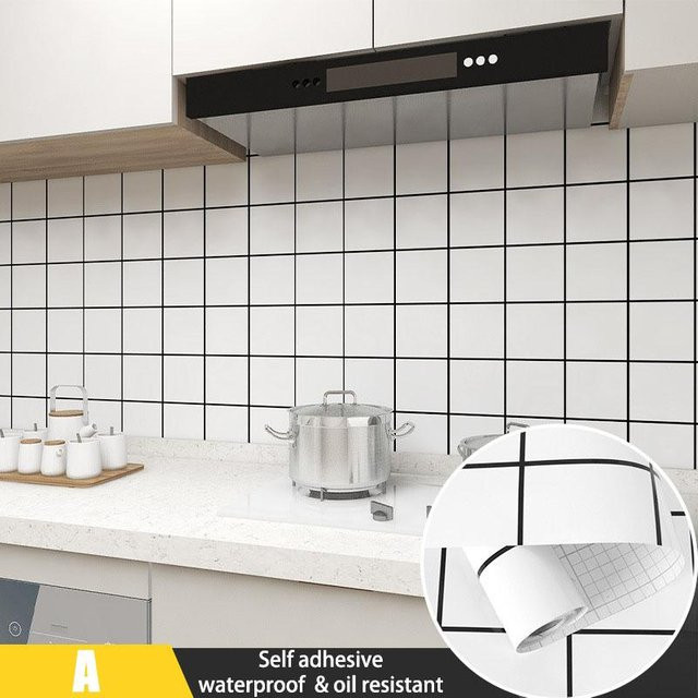Selbstklebende Wandtapete von Supermarket GO mit Gittermuster in modernem Stil, wasserfest und ölbeständig aus PVC, Breite: 40 cm, Höhe: 100 cm - Bild 1