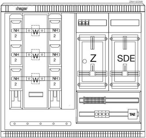 Hager ZAW102DM9 Wandler- und Messschrank Aufputz aus Kunststoff B: 111,0 cm, H: 100,5 cm, T: 31,5 cm - Bild 1