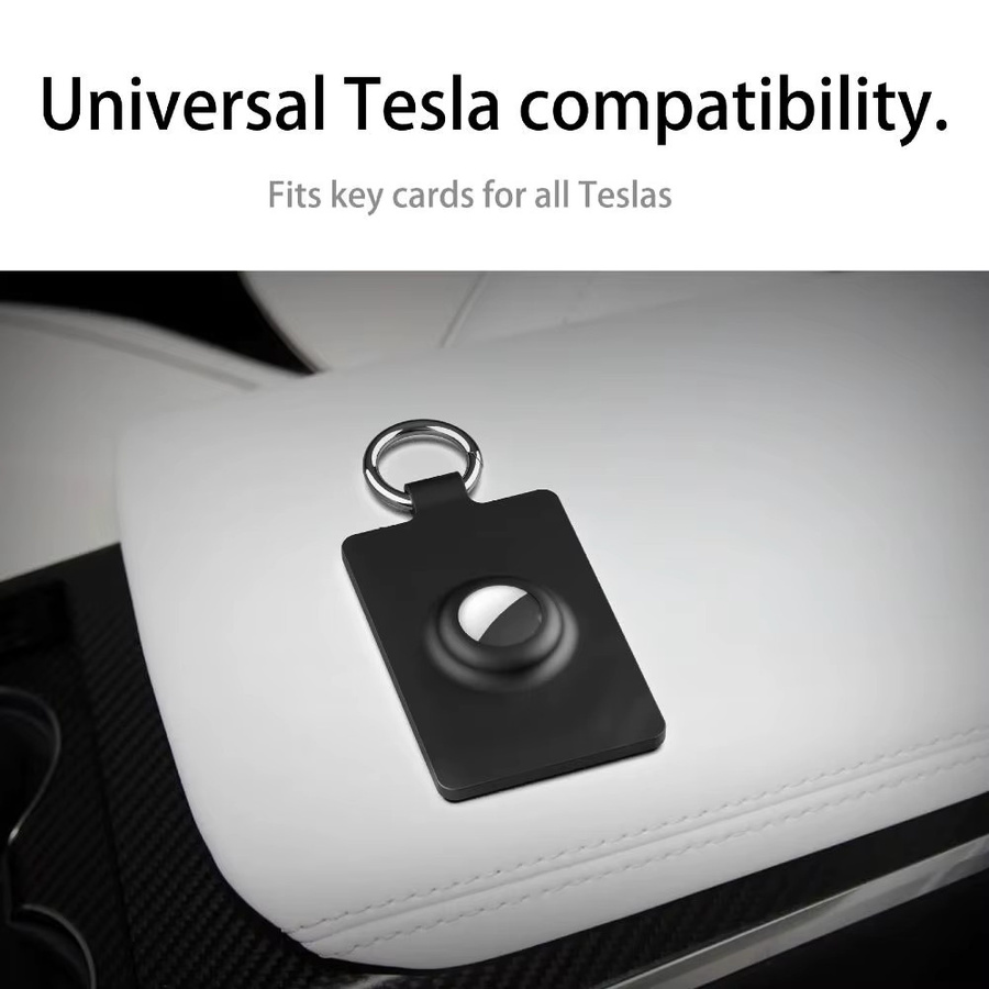 Silikon Schutzhülle für AirTag und Tesla Schlüsselkarte in Schwarz mit Schlüsselkette zur Vermeidung von Verlusten - Bild 2