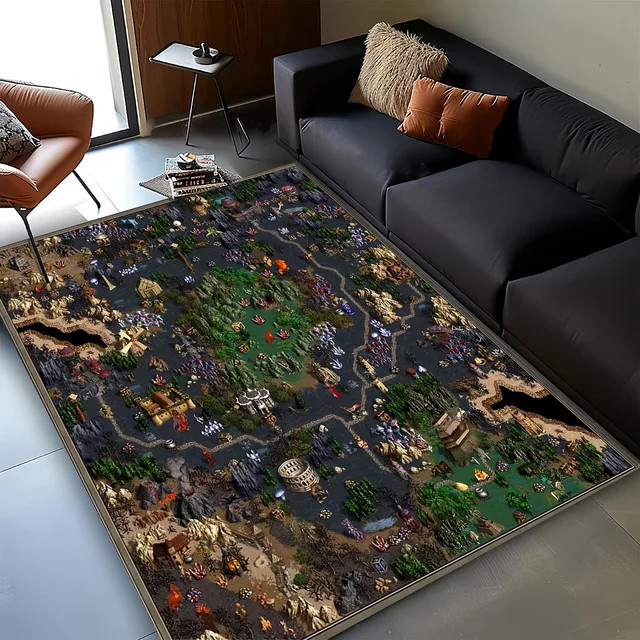 LOUSIDREAM Retro-Spielteppich 3D Heroes of Might and Magic Map Treasure Chest, rutschfeste Bodenmatte für Wohnzimmer und Schlafzimmer, Mehrfarbig, B/T/H: 60 x 40 x 40 cm - Bild 1