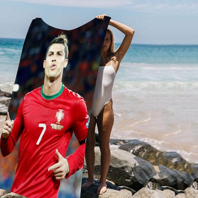 Ka Chen Muxi Mikrofaser Strandtuch CR7 Cristiano Ronaldo, Multicolour, B: 63 cm, H: 120 cm - Bild 1