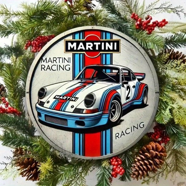 Martini Racing Metall-Wandkunst als gravierte Skulptur in Multicolour, Durchmesser: 20 cm - Bild 1