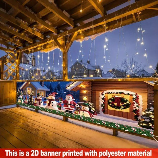 VIKAMA Weihnachtsbanner für den Außenbereich und Garten als hängende Winterdekoration für Weihnachten und das neue Jahr aus Polyester, Breite: 180 cm, Höhe: 35 cm - Bild 1