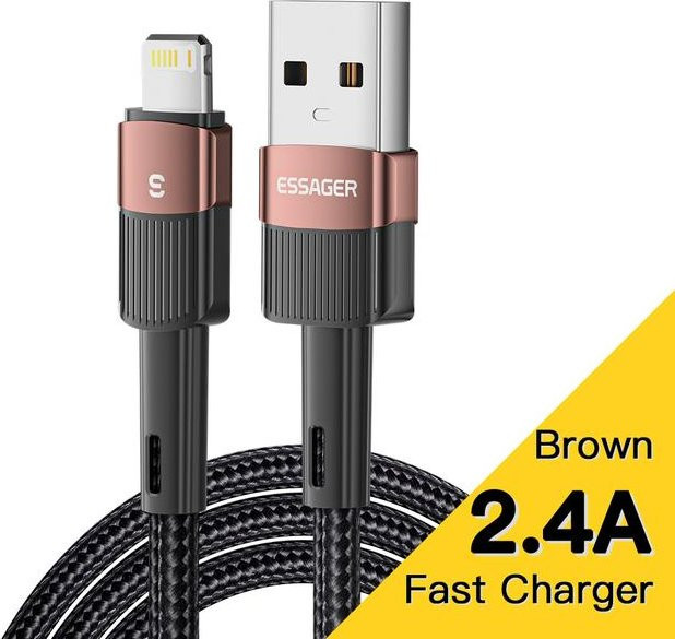 Essager USB-A auf Lightning Schnellladekabel für iPhone und iPad, braun, Länge: 1 m - Bild 1