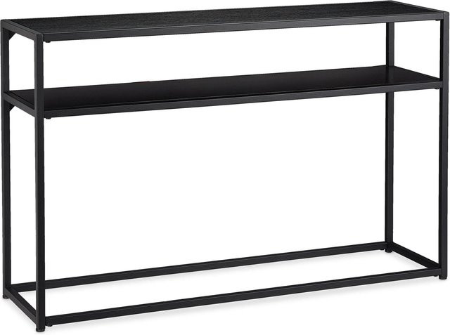 Relaxdays Konsolentisch aus Metall und MDF in Schwarz mit 2 Ablagen, B/T/H: 110 x 70 x 30 cm - Bild 1