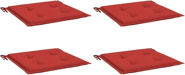 vidaXL Gartenstuhl-Kissen Set 4 Stück in Rot aus wasserabweisendem Polyester, B/B/H: 50 x 50 x 4 cm - Bild 1