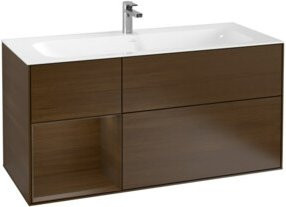 V&B Waschtischunterschrank Finion in Walnuss Veneer Braun, Breite: 119,6 cm, Tiefe: 49,8 cm - Bild 1