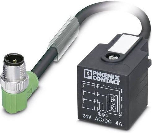 Phoenix Contact 1434934 Sensor-Aktor-Steckverbinder M12 Stecker gerade und gewinkelt, schwarz und grau, Länge: 30 cm - Bild 1
