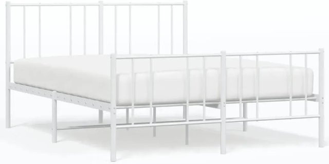 vidaXL Bettgestell aus Metall mit Kopf- und Fußteil in Weiß, B/T/H: 120 x 190 x 125 cm - Bild 1