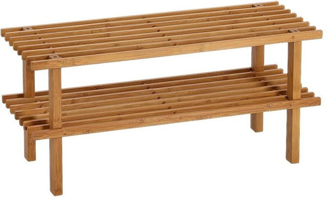 Zeller Schuhregal aus Bambus in Natur, 2 Ablagen, B/T/H: 70 x 26 x 30 cm - Bild 1