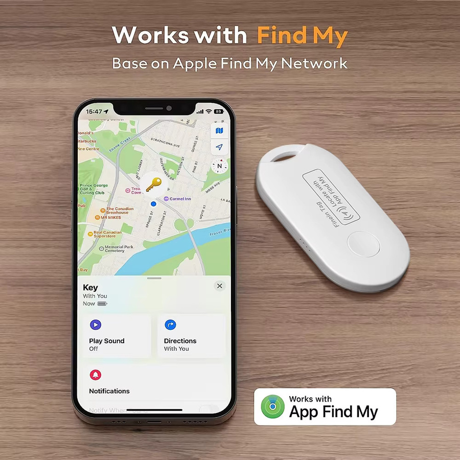 SZKOSTON Global GPS Locator Mini Smart Tag in Weiß – Anti-Lost Tracker kompatibel mit der iPhone Find My App für Schlüssel, Geldbörsen und Auto - Bild 2