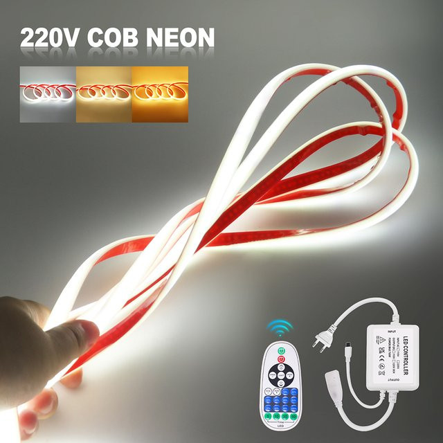 KISUFU COB LED Neon-Streifenlicht mit 23-Tasten IR-Fernbedienung, dimmbar, Wasserdicht, Warmweiß und Neutralweiß - Bild 1
