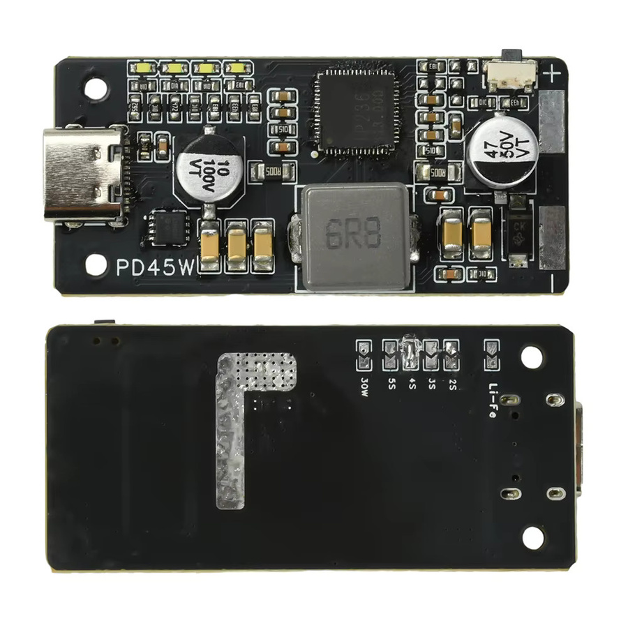 diymore Lithium-Eisenphosphat-Batterie-Lade- und Entlademodul 2-6S mit PD45W Schnellladung und USB-C-Schnittstelle, Schwarz - Bild 3