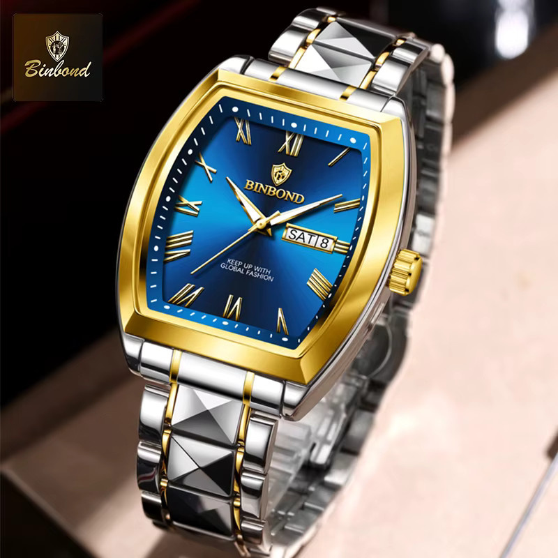 Binbond Armbanduhr Edelstahl, Gold, Quarz, Herren - Bild 3