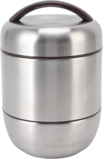 Isolierte Bento Lunchbox von CosyHome aus Edelstahl, 4-lagig stapelbar und auslaufsicher, Farbe: Grau/Silber - Bild 1