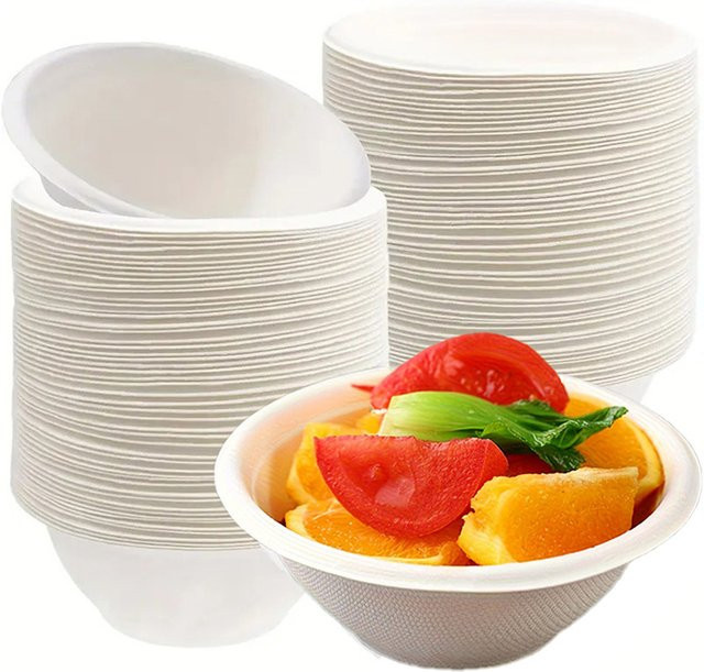 Einweg Papier Schalen für Obst, Salate und Desserts in Braun - Bild 1