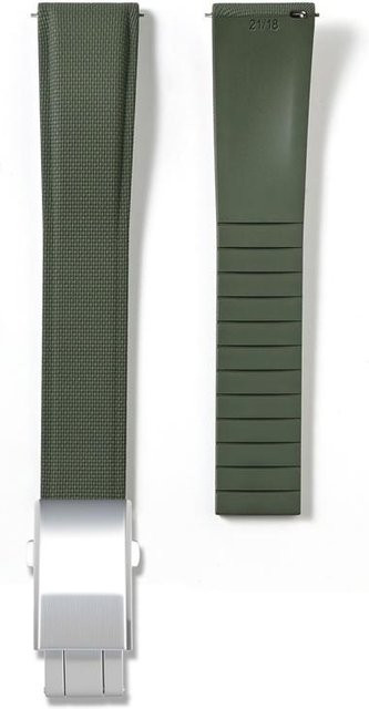 PINSENDA Uhrenarmband FKM-Gummi, silber/grün, Herren - Bild 1