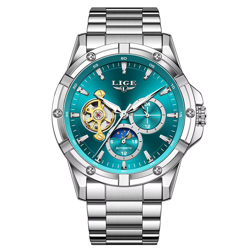 LIGE Armbanduhr Automatik, Edelstahl, Weiß, Herren - Bild 6