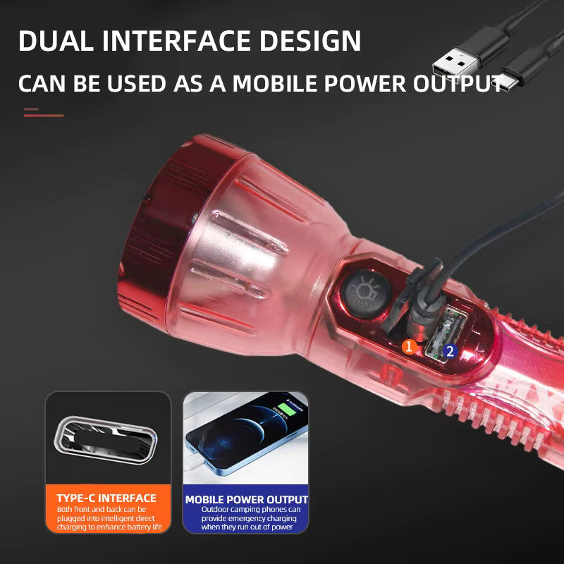 ESMARTER Tragbare transparente Taschenlampe mit Solar- und USB-Aufladung, wasserdicht mit 3 Beleuchtungsmodi für Outdoor, Abenteuer und Angeln - Bild 5
