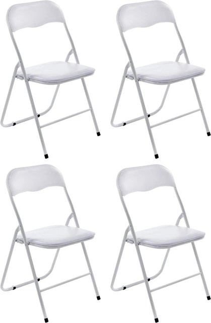 4er Set DELUKE Klappstühle PARIS aus Kunstleder in Weiß, B/T/H: 45 x 45 x 78 cm - Bild 1