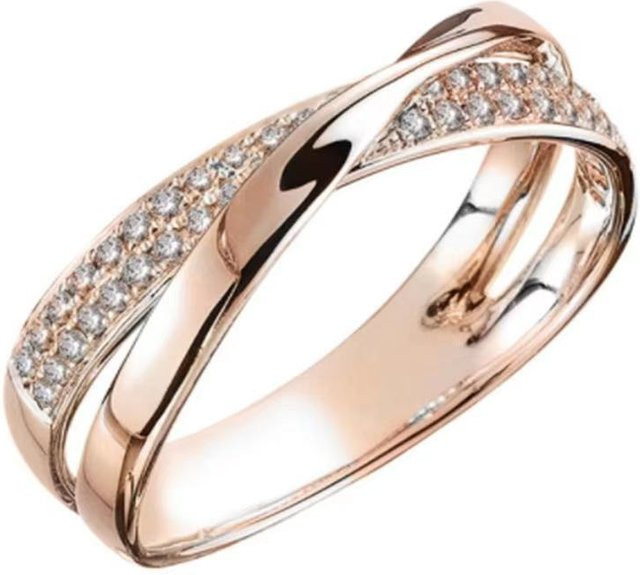 Ring Edelstahl, Roségold, Zirkonia, Unisex - Bild 1